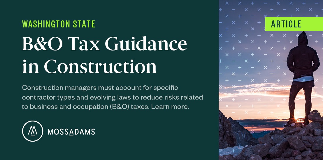 Washington State B&O Tax in Construction
