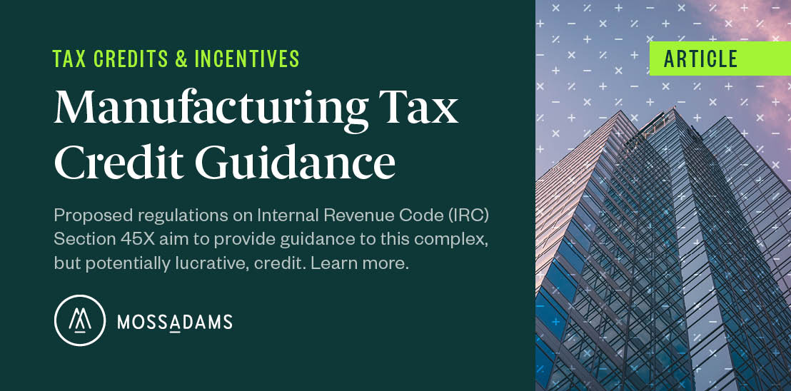 Proposed Regulations to the IRC Section 45X Credit